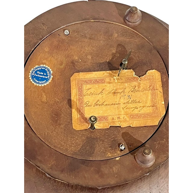 Wood Antique Black Forest Carved Wood Tray Pedestal With Music Box For Sale - Image 7 of 11