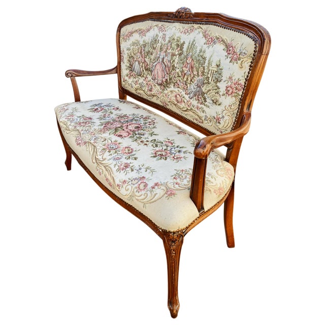 Louis XV Rococo Sofa Bench, 1950s For Sale - Image 3 of 7