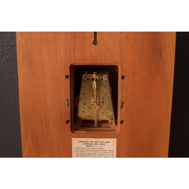 Mid Century Modern Zebrawood and Chrome Wall Clock by Howard Miller For Sale - Image 13 of 14