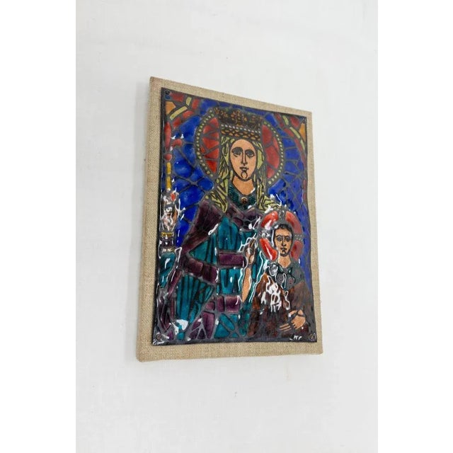 Mid-Century Modern Mid-Century Virgin to the Child Enamelled Plaque, 1960s For Sale - Image 3 of 5