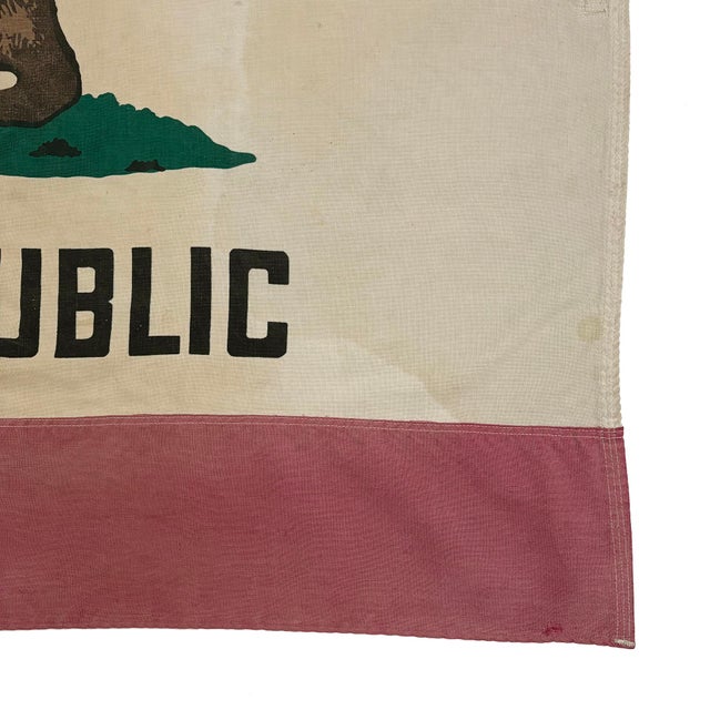 Large Genuine Vintage Cotton California Republic Bear Flag For Sale In Los Angeles - Image 6 of 7