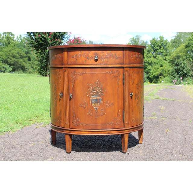 Ethan Allen Paint Decorated Demilune Commode For Sale - Image 18 of 18