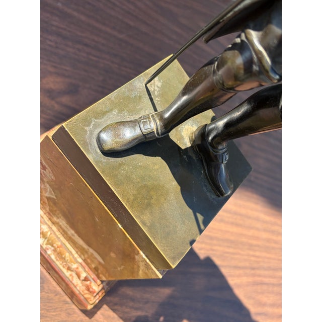Fine Pair 19th Century Bronze & Marble Classical Sculptures Voltaire & Rousseau For Sale - Image 10 of 11