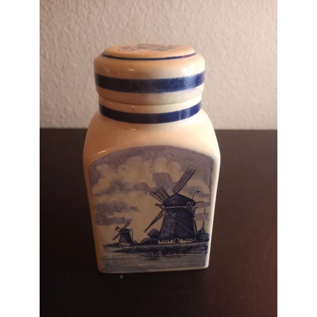 1970s Hand Painted Delft Holland Canister Jar For Sale - Image 9 of 9