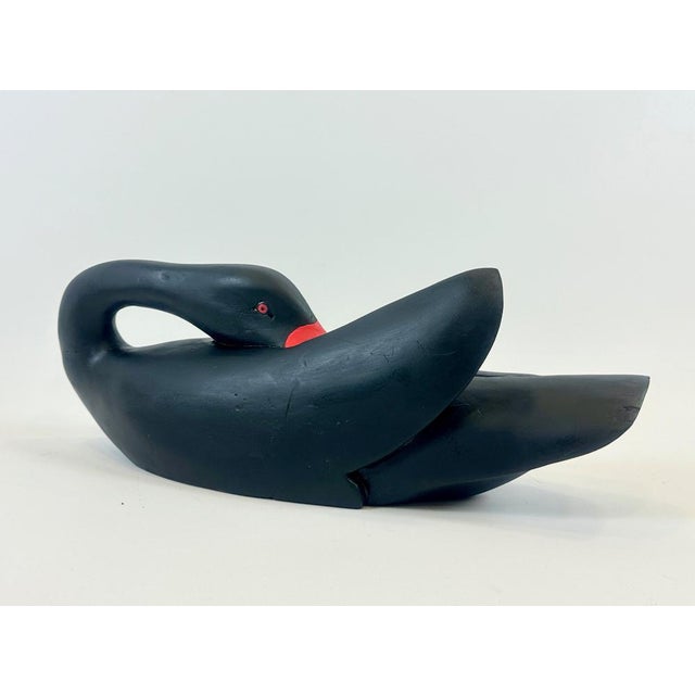 Large Vintage Carved Wood Black Swan Figurine For Sale - Image 3 of 15