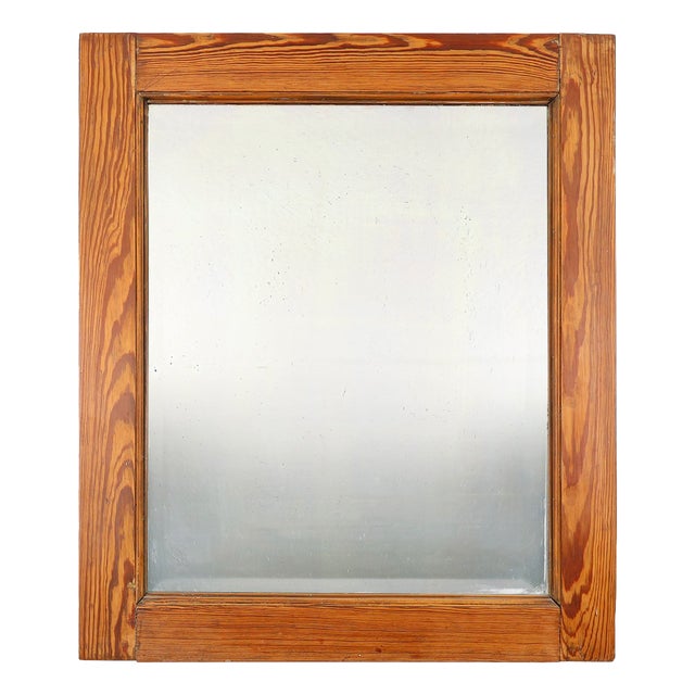 French Mirror with Warm Pine Wood Frame, 1900s For Sale