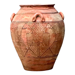 Vintage Etched Terracotta Urn