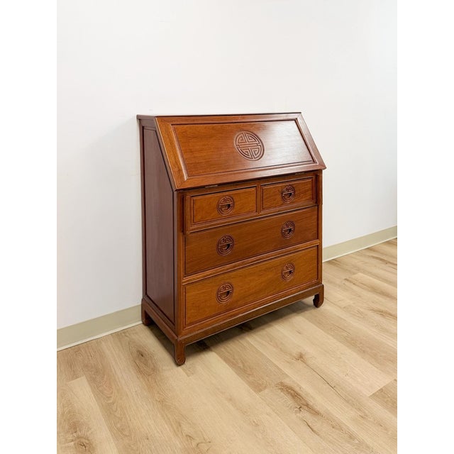 This exceptional vintage oriental rosewood secretary writing desk carries a fascinating and genuinely rare provenance,...