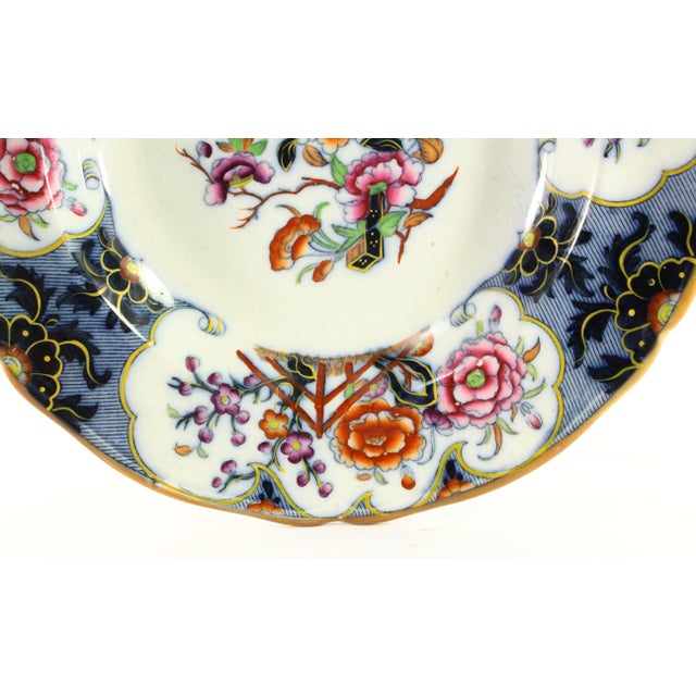 1860-1870 e.j. Ridgway Siva Pattern Hand Tinted Transfer B & W Plate For Sale In Houston - Image 6 of 12