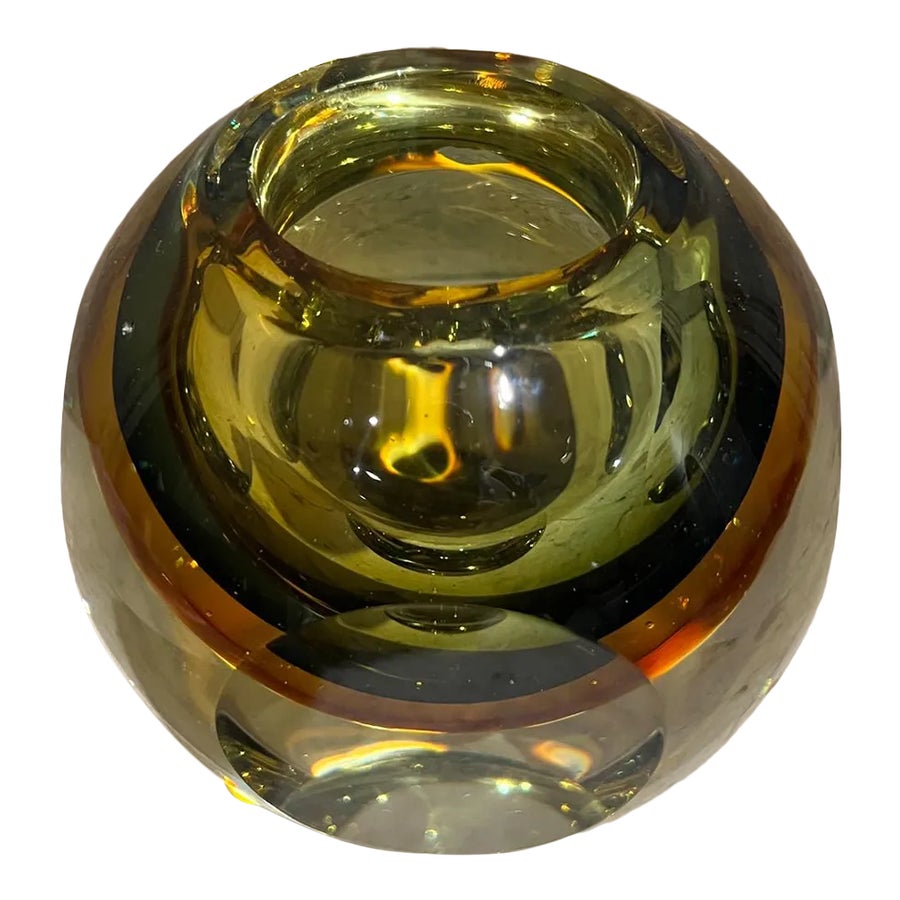 1960s Murano Flavio Poli Seguso-Sommerso Green Art Glass | Chairish