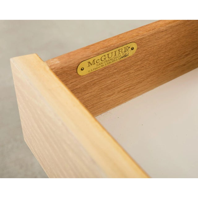 Pair McGuire Cerused Oak Rattan Nightstands End Tables For Sale - Image 11 of 17