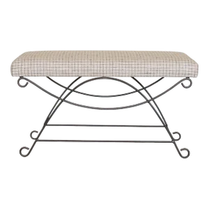 Panoplie Iron Loop Bench, Linen Check