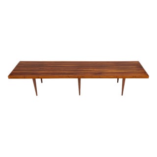 1950s Mid Century Mel Smilow 6-Foot Walnut Slat Bench For Sale