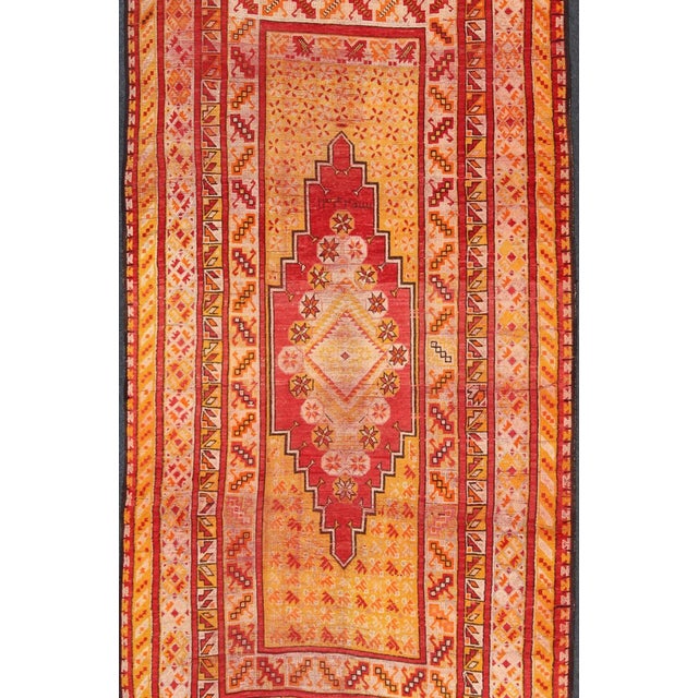 Moroccan Antique Moroccan Rug With Medallion and Layered Geometric Borders For Sale - Image 3 of 13
