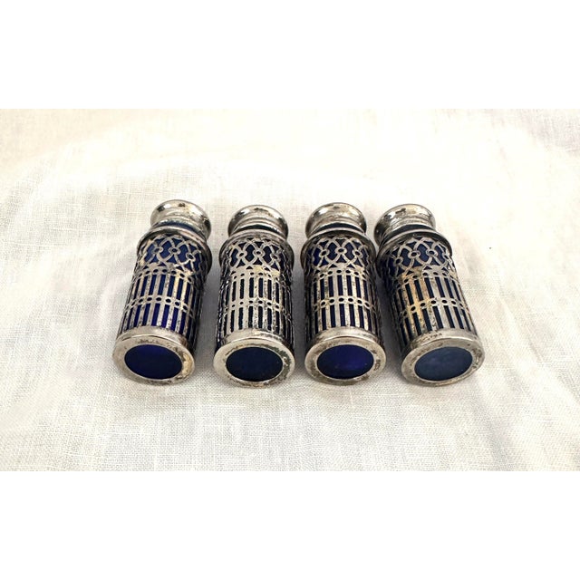 Vintage F.B Rogers Cobalt Blue with Silver plate Filigree Case. 2 sets. A great addition to a cobalt blue collection....