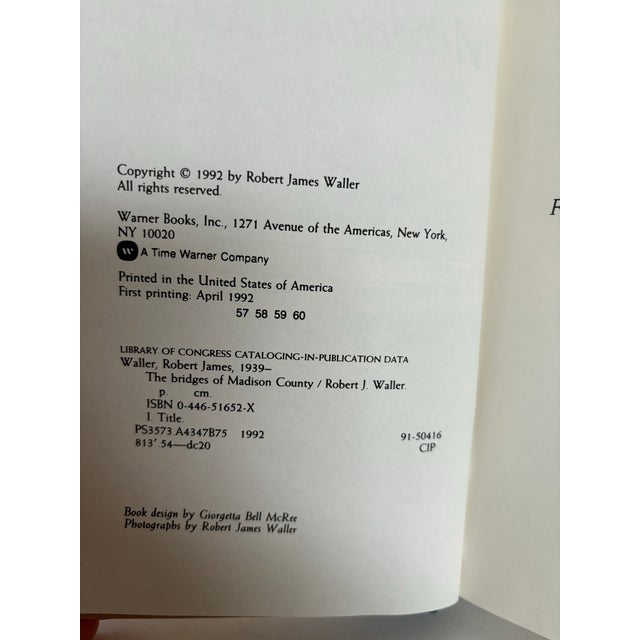 Paper 1st Printing the Bridges of Madison County by Robert James Waller 1992 Hardback For Sale - Image 7 of 11