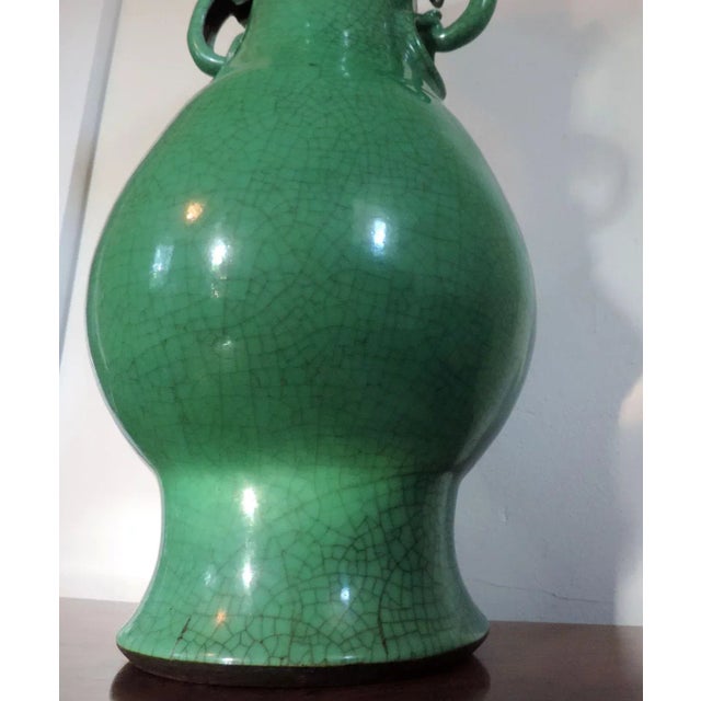 19th Century Chinese Porcelain Floor Vase with Green Crackle Glaze For Sale In New York - Image 6 of 11