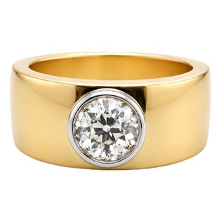Mid 20th Century 18k Old European Diamond Ring, Size 6.75 For Sale