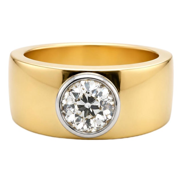 Mid 20th Century 18k Old European Diamond Ring, Size 6.75 For Sale