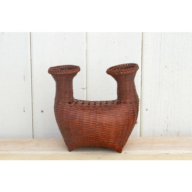 Asian Finely Woven Boat Shaped Vintage Basket For Sale - Image 3 of 7