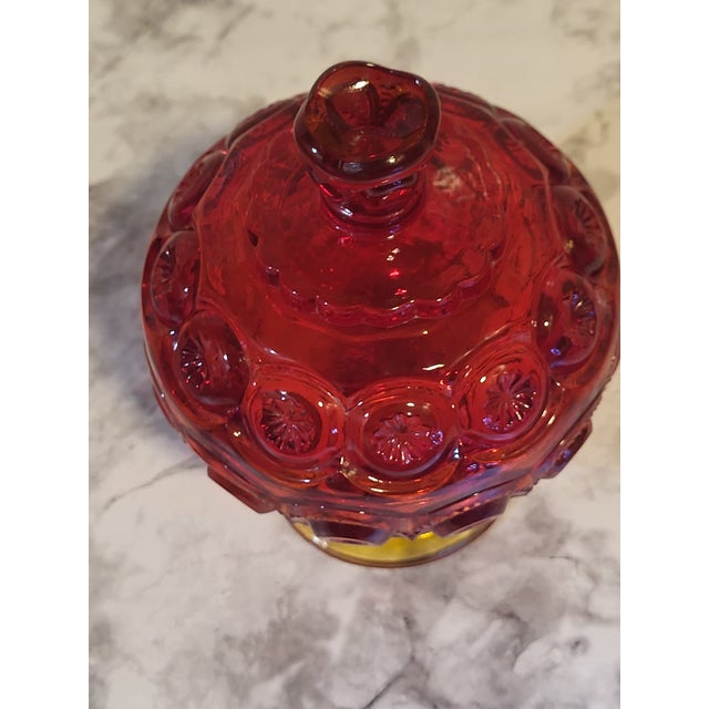 20th Century Le Smith Moon & Stars Amberina Compote Lidded Compote For Sale - Image 4 of 17