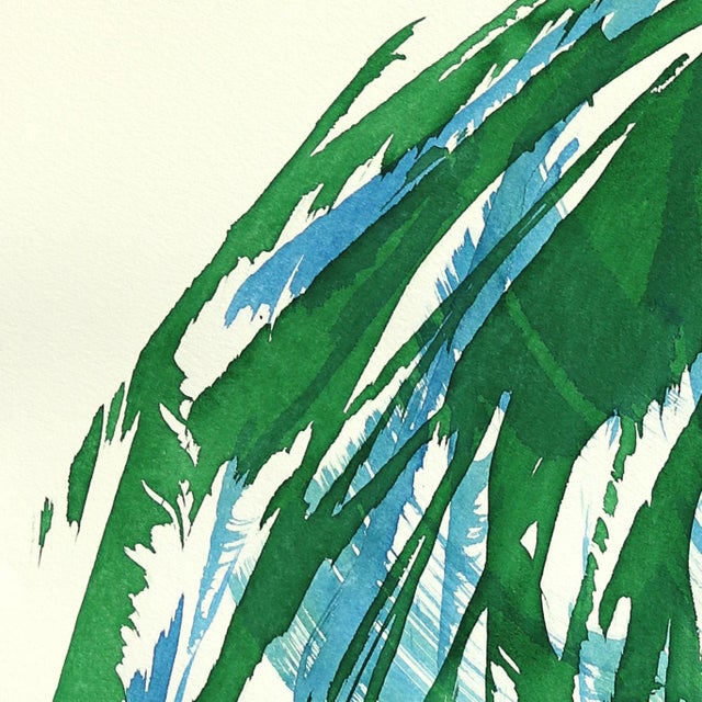 The Blue Green Dress 1 - Abstract Minimalist Figurative Ink Painting on Paper by Bettina Mauel For Sale In Los Angeles - Image 6 of 7