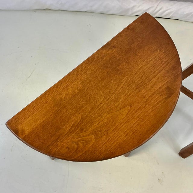 1940s Vintage Danish Brutalist Folk Art Boho Chic Half Moon Teak Side Tables - A Pair For Sale - Image 13 of 15