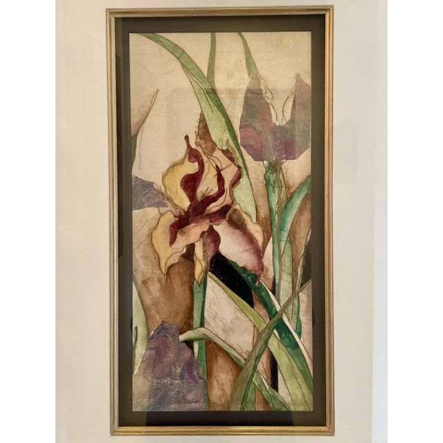 Original "Spring Flowers" Framed & Matted Mixed Media Painting For Sale In Palm Springs - Image 6 of 12