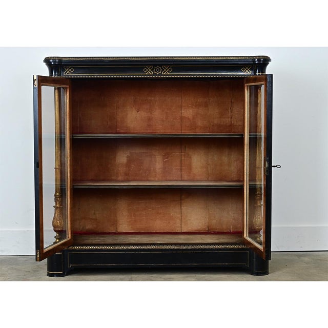 French 19th Century Ebonized Bibliotheque For Sale - Image 4 of 12