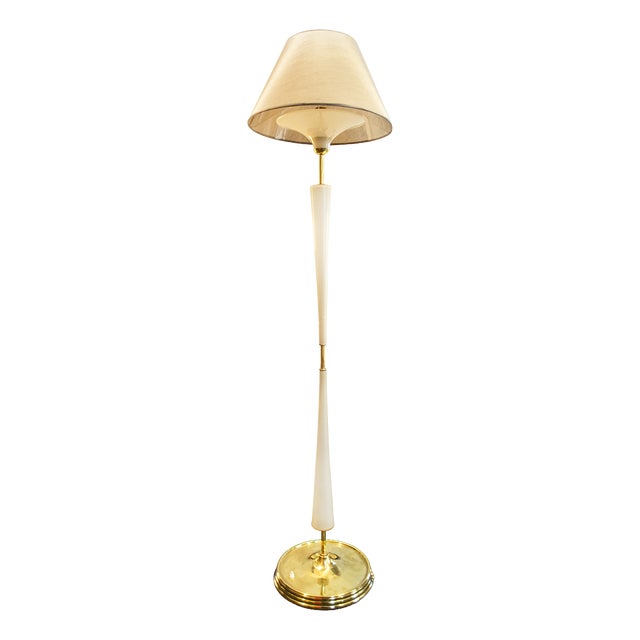 Brass and Glass Floor Lamp by Tomaso Buzzi, Italy, 1950s For Sale