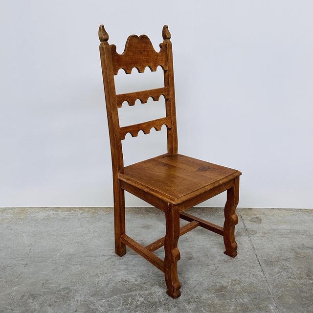 Contemporary Vintage Oak High-Back Dining Chairs, Set of 6 For Sale - Image 3 of 14