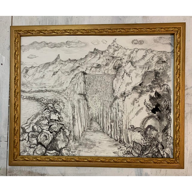 Black "Utopia", Original Pen & Ink, by Van Ness For Sale - Image 8 of 10