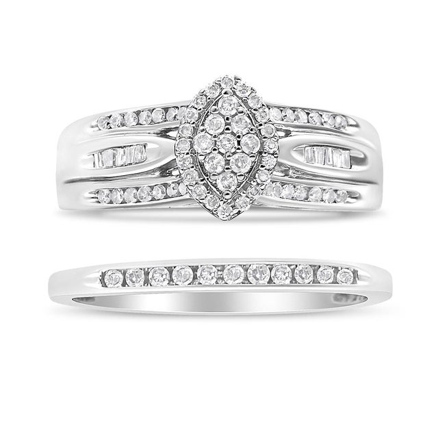 Celebrate your magical union with this classic and everlasting diamond engagement set. This bridal set features two rings...