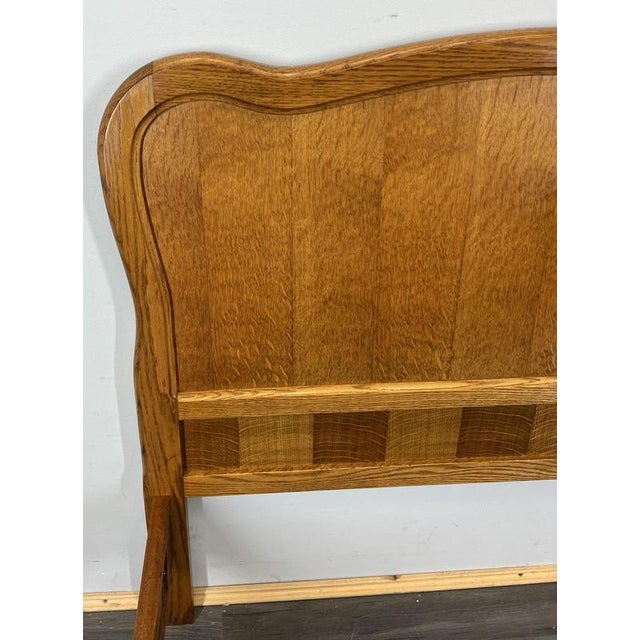 Vintage French Louis XVI Style Oak Double Bed Frame with Carved Headboard For Sale - Image 6 of 12