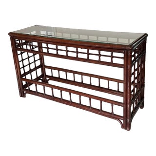 1970s Faux Bamboo Console Table, Attributed to Brown Jordan For Sale