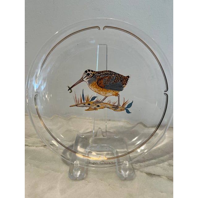 Illustration Late 20th Century Winter Game Birds Red Glassware Canapé Plates by Lynn Chase- Set of 6 For Sale - Image 3 of 9