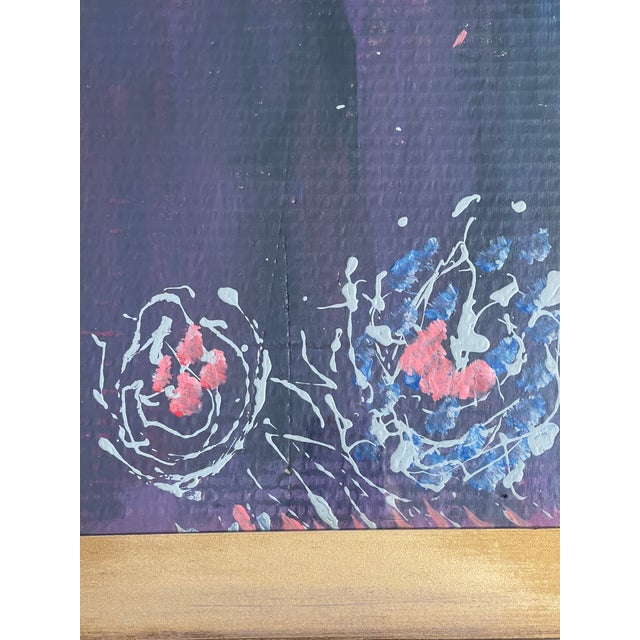 Metal Abstract Modern in Purple by Elia in a Gold Frame For Sale - Image 7 of 7