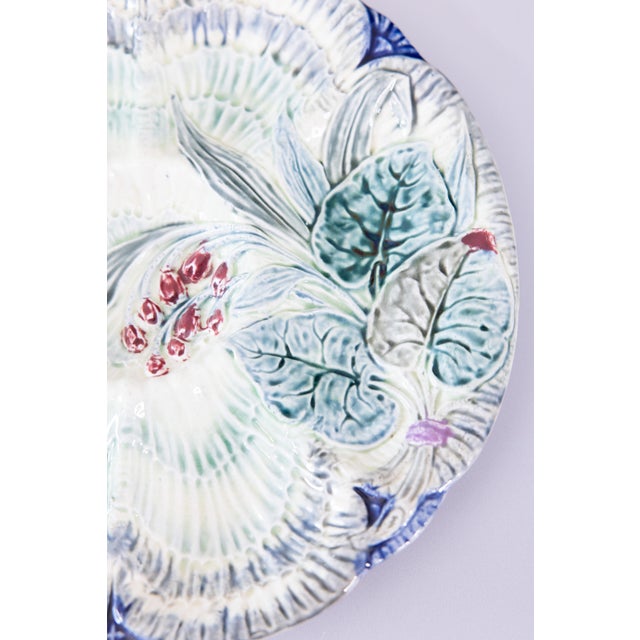 Traditional Antique Belgian Wasmuel Majolica Oyster Plate, Circa 1880 For Sale - Image 3 of 7
