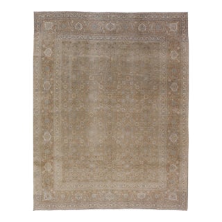 Antique Persian Tabriz Rug in Wool With All-Over Floral Design in Earth Colors 8'0 X 10'9 For Sale