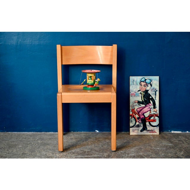 Beige Vintage Scandinavian Childrens Chair in Wood For Sale - Image 8 of 8