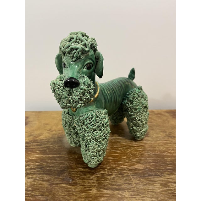 Ceramic Emerald Green Spaghetti Poodle attributed to Vallauris, France, 1950s For Sale - Image 7 of 11