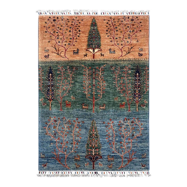 Vintage Persian Gabbeh Wool Landscape Rug – 120x177 Cm For Sale