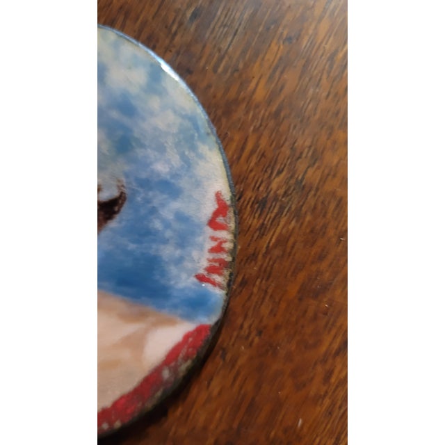 1960s Jacqueline Kennedy Handmade Art Piece Enamel Button Most Beautiful Ever For Sale - Image 5 of 7