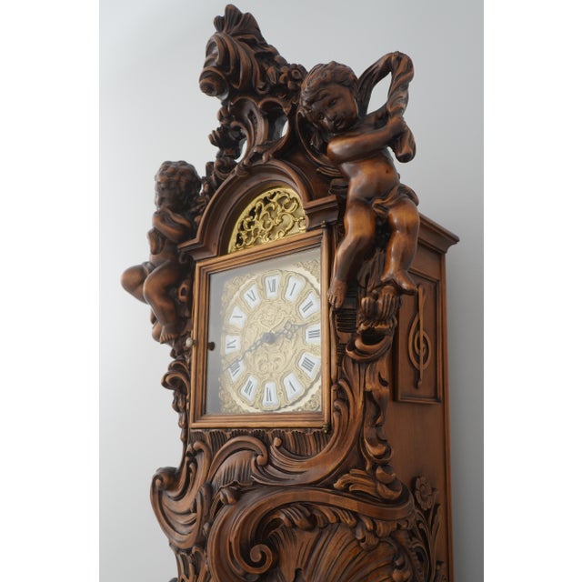 Franz Hermle Rococo Style Carved Grandfather Clock For Sale - Image 4 of 18