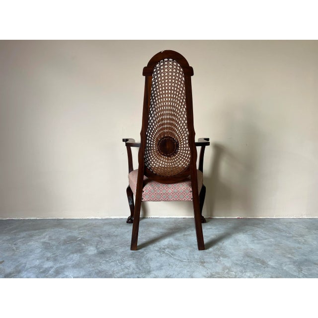 1960s Vintage Cane Back & Claw Ball Feet Arm Accent Chair For Sale - Image 5 of 12