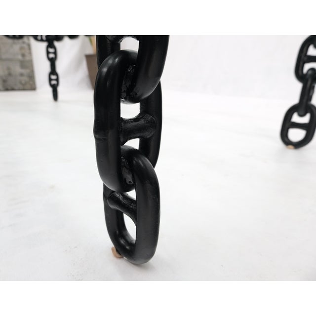 Mid 20th Century Large Oversize Fused Marine Chain Base Rectangle Coffee Table Thick Glass Top For Sale - Image 4 of 15