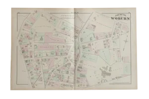 Antique Woburn Massachusetts Atlas Map Plate D