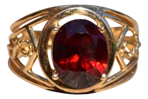 The Penrose Avenue: Garnet Filigree Ring in Yellow Gold