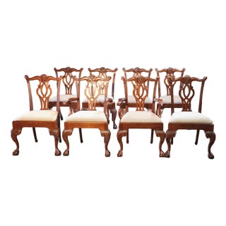 8 Mahogany American Chippendale "Scroll" Chairs Attributed to Leighton Hall For Sale