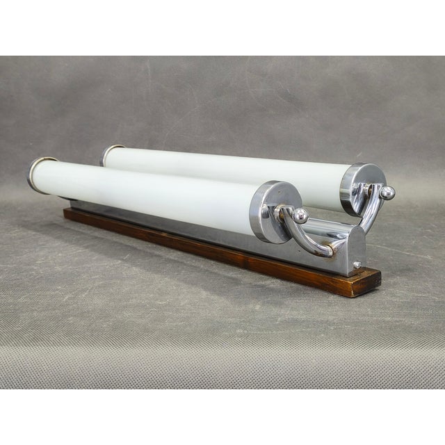 Large Art Deco Chrome and Glass Wall Light, Former Czechoslovakia, 1930s For Sale - Image 4 of 10